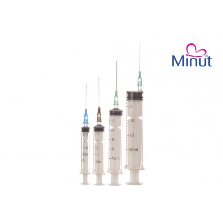 Seringi cu ac, diverse marimi, set 100 buc, Minut