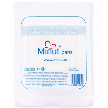 Comprese sterile pliate, Minut