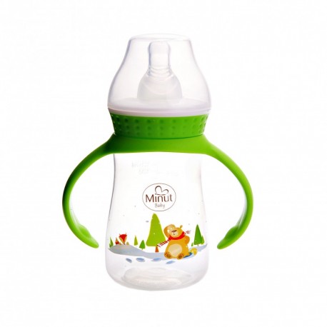 Biberon "Ursul pacalit de vulpe" cu manere 125 ml Minut Baby 0+