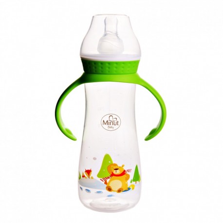 Biberon "Ursul pacalit de vulpe" cu manere 250 ml Minut Baby 3+
