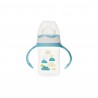 Biberon gat larg  cu manere 150 ml cu tetina silicon 0+ Minut Baby