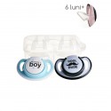 Set 2 suzete ortodontice din silicon in cutie sterilizare Minut Baby, 0+