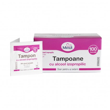 TAMPON CU 70% ALCOOL IZOPROPILIC MINUT-100 BUC