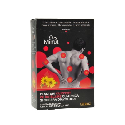 Plasturi cu arnica, 9x14 cm, cu efect de incalzire, Minut