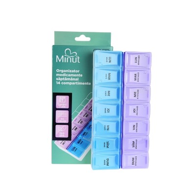 Organizator Medicamente Săptămânal 14 Compartimente Minut